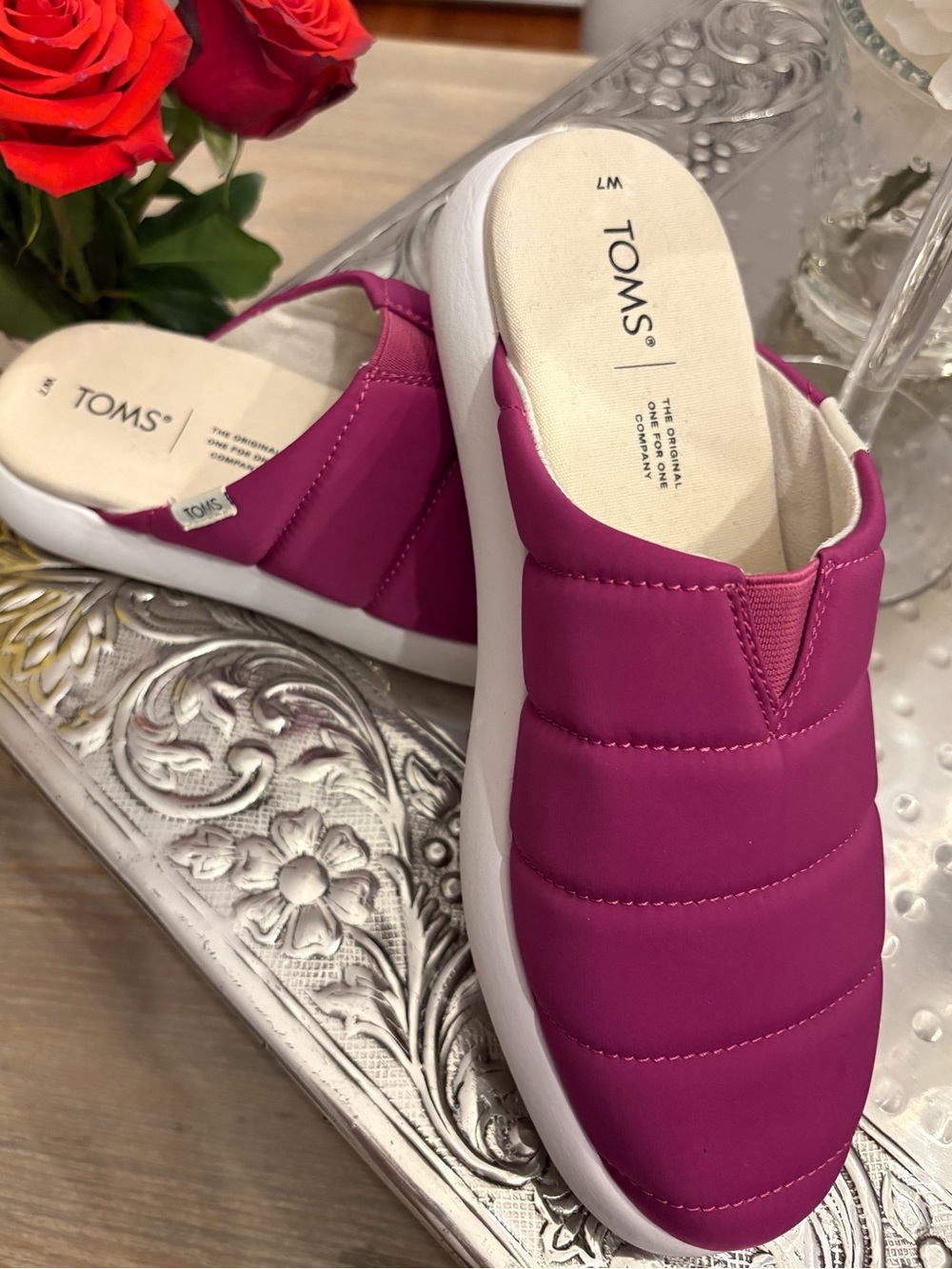 TOMS Womens Alpargata Mallow Mule Espadrille - Dark Fuchsia